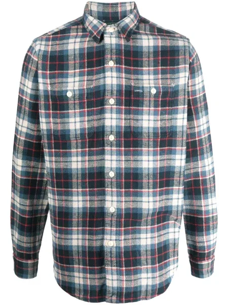 Вълнена риза Polo Ralph Lauren бродирана с кръгло деколте синьо