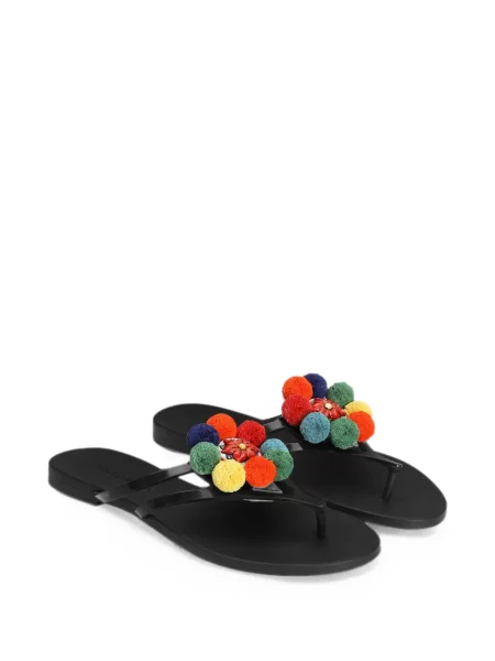 Papuci Dolce & Gabbana cu pompoane negru