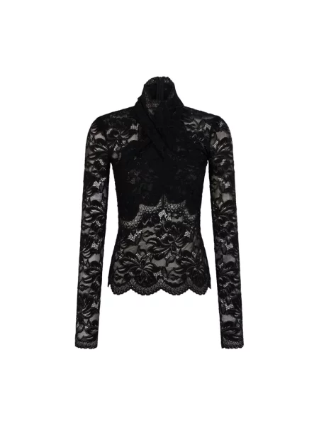 Top Rabanne koronkowy czarny