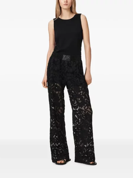 Pantaloni Allsaints din dantelă negru