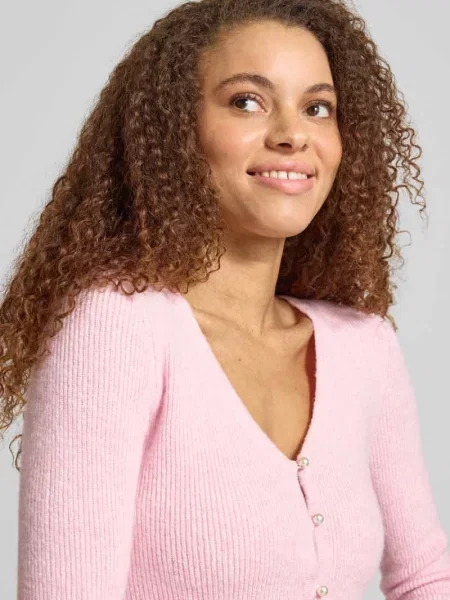 Kardigan rozpinany krój regular fit z o perłowym wyglądzie Model RICA LIFE' Only różowy