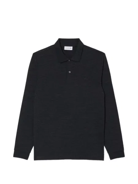 Lung tricou polo Lacoste de lână cu mâneci lungi gri