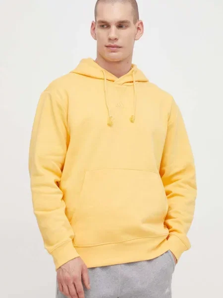 Суичър с качулка Adidas с качулка жълто