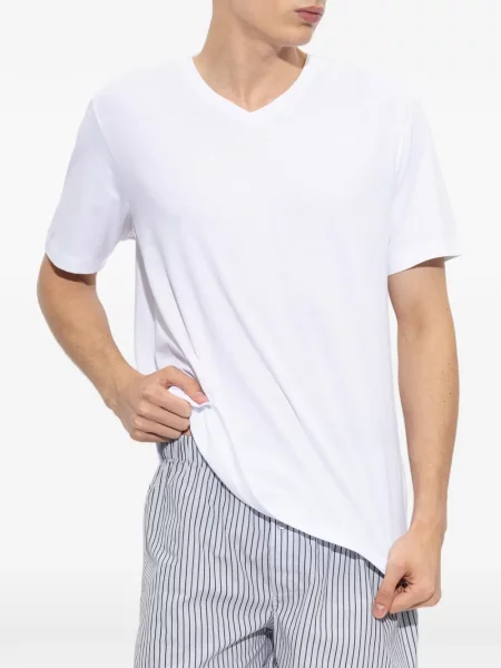 Tricou Hanro cu decolteu în V alb
