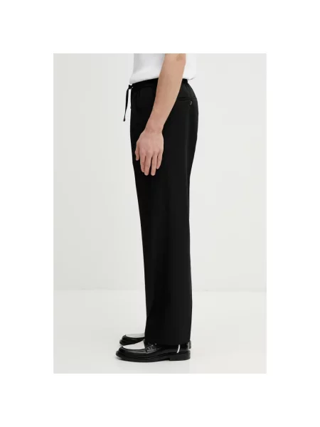 Drôle de Monsieur spodnie z dodatkiem wełny Pantalon Droit czarne