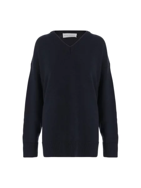 Sweter Niccolò Pasqualetti z dekoltem w serek niebieski