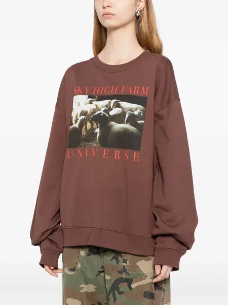 Pulover Sky High Farm cu imagine maro