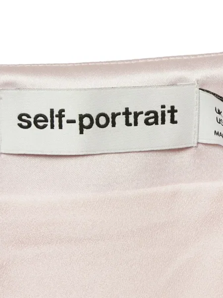 Fusta plisata Self-portrait din satin plisată roz