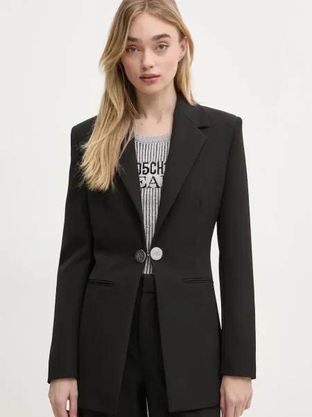 Moschino Jeans marynarka jednorzędowa gładka czarny