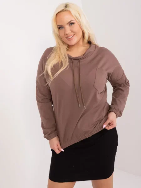 Bluzka Fashionhunters casual brązowa