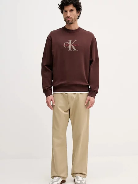 Calvin Klein Jeans bluza z aplikacją brązowy