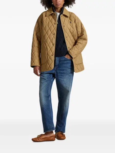 Fleece polo Polo Ralph Lauren με κέντημα με λαιμόκοψη v κόκκινο
