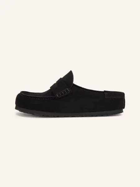 Birkenstock Naples Wrapped Suede Leather klapki mules zamszowe czarne