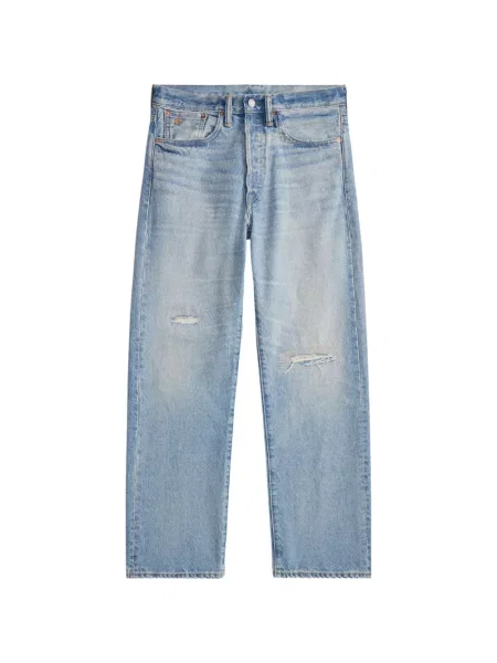 Blugi Ralph Lauren Rrl zdrențuiți albastru