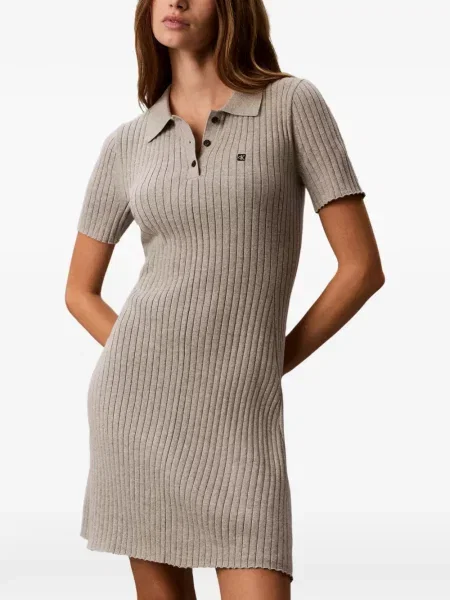Rochie mini Calvin Klein tricotate gri