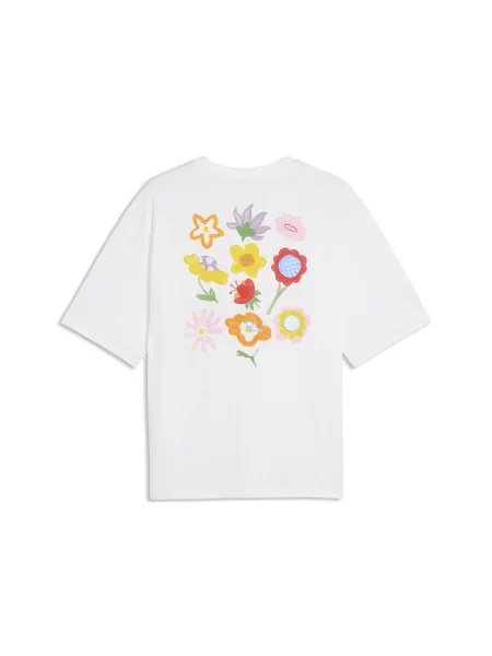 PUMA pudełkowa koszulka Wardrobe Essentials Florals z grafiką Akcesoria S biały