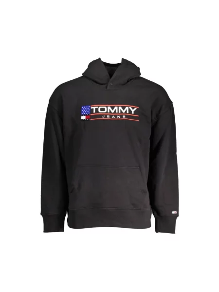 Bluza z kapturem Tommy Hilfiger z kapturem z autografem czarna