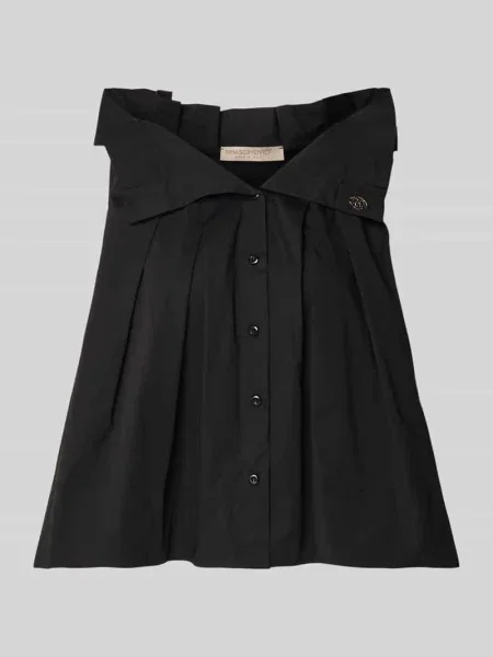 Bluzka z wykładanym kołnierzem i falbanami Rinascimento czarna