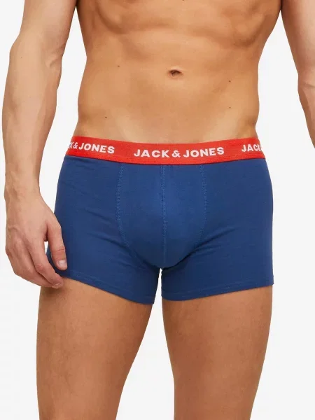 JACK & JONES Boxerky čierna / tmavomodrá / červená modrozelená biela