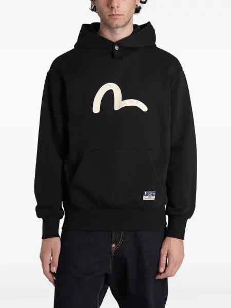 Hanorac cu glugă Evisu cu imagine negru