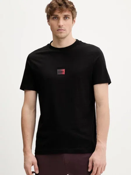 HUGO tricou din Danotie cu imprimeu negru