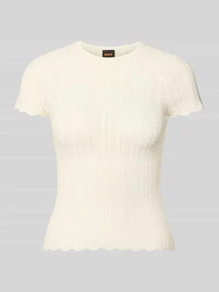 Sweter z dzianiny o kroju slim fit z mieszanki model FICE' Boss Orange biały