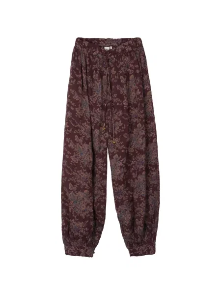 Pantaloni Antik Batik cu model floral cu imagine maro