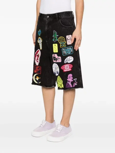 Džínové šortky Kidsuper s aplikacemi černé