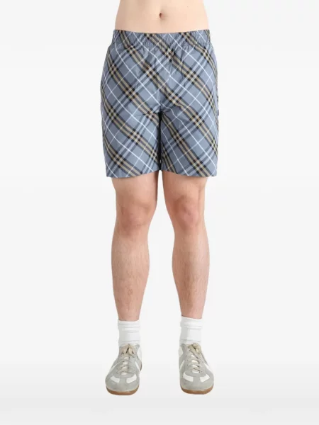 Slip de baie Burberry în carouri albastru