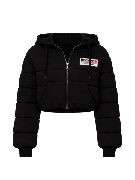 Jachetă cu glugă Moncler cu glugă negru