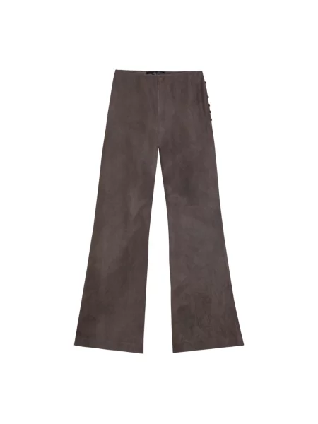 Lniane spodnie Cortana z wysoką talią szare