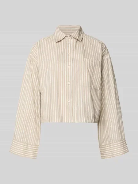 Bluzka koszulowa o kroju oversized z czystej bawełny ekologicznej model ‘Astha’ Selected Femme beżowa