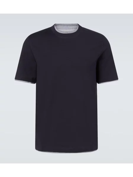 Tricou Brunello Cucinelli din jerseu albastru