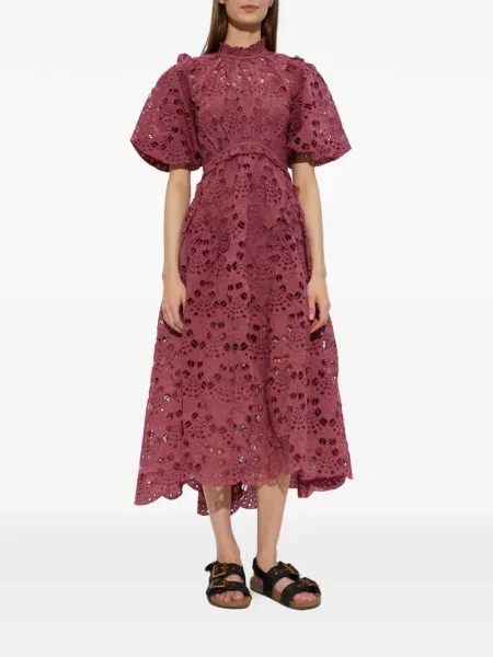 Rochie midi Allsaints cu broderie roz