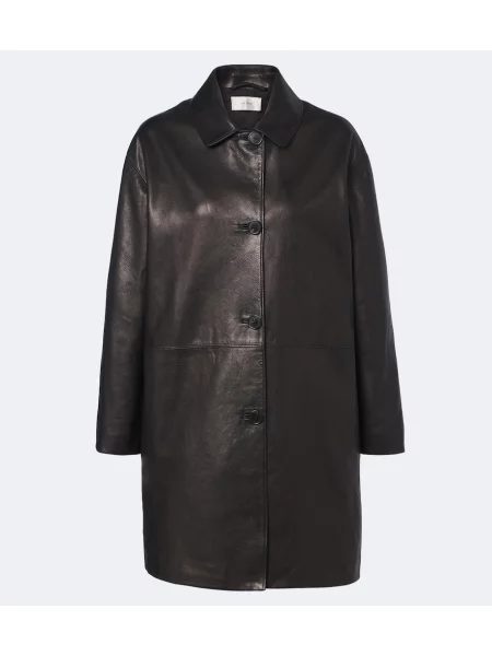 Palton The Row din piele negru