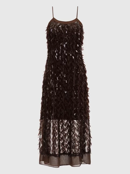 Сукня міді з паєтками 3.1 Phillip Lim коричнева
