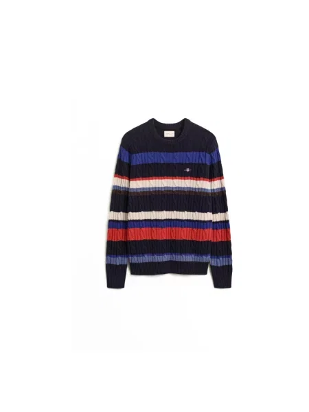 Gant sweter z dzianiny z wełny jagnięcej Mężczyźni Wełna wielokolorowy M niebieski