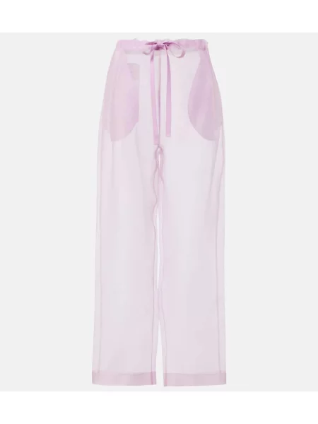 Jedwabne szerokie spodnie Khaite fioletowe