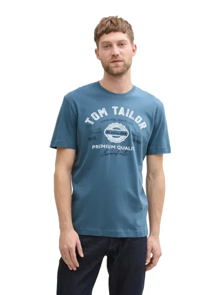 TOM TAILOR Tricou albastru marin / bleumarin alb