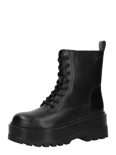 Blugi Calvin Klein cu șireturi din dantelă negru