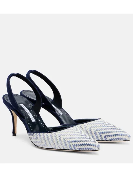 Pantofi cu toc Manolo Blahnik slingback alb