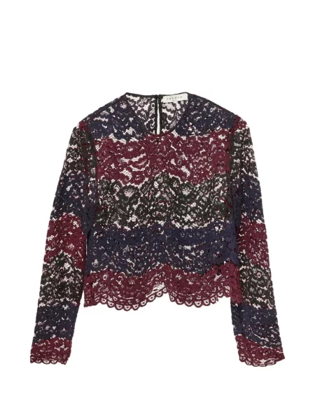 Top Sandro cu model floral din dantelă roșu