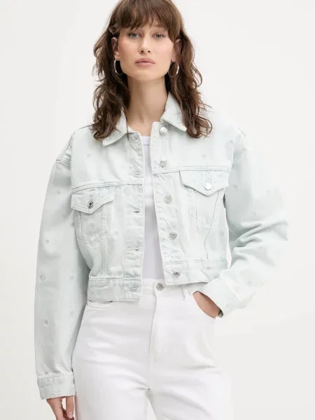 HUGO kurtka jeansowa przejściowa niebieski