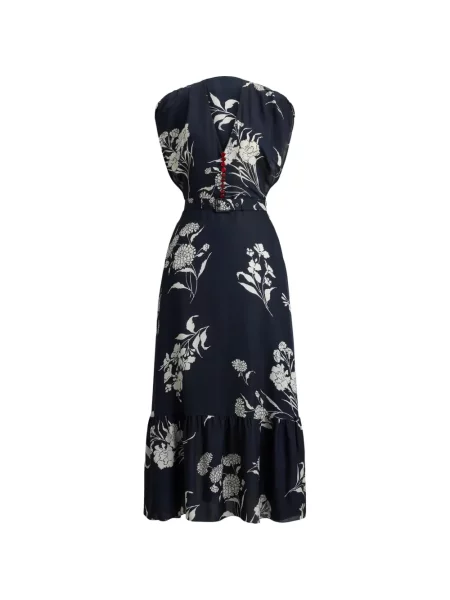 Sukienka midi Ralph Lauren Collection w kwiatki w kształcie litery A garniturowa czarna