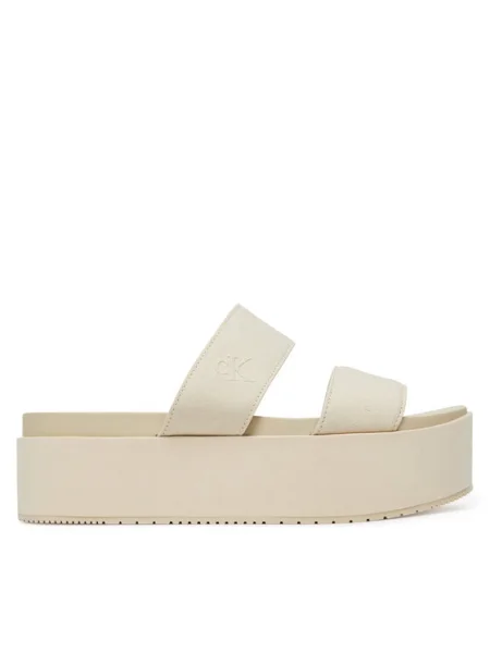 Calvin Klein Jeans Чехли Flatform Sandal Webbing In Екрю
