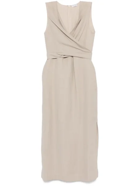 Sukienka midi Brunello Cucinelli do kolan kopertowa garniturowa