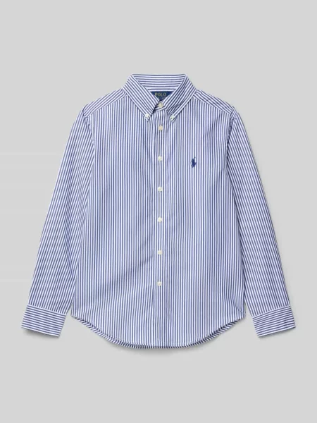 Koszula Polo Ralph Lauren w paski popelinowa niebieska
