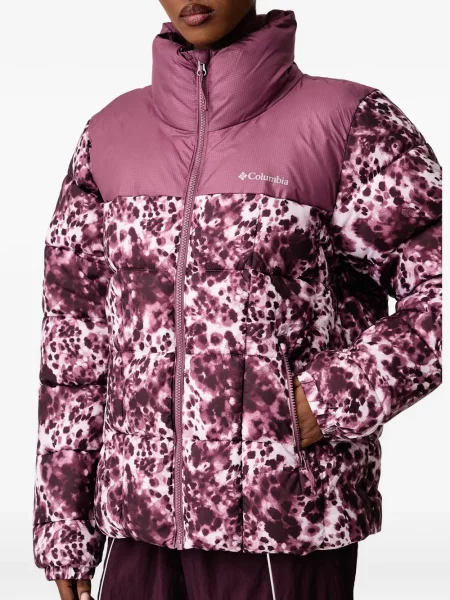 Geacă cu puf Columbia cu imagine cu model leopard violet