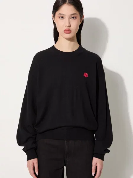 Μάλλινο πουλόβερ Kenzo Rws Boke Crest Jumper γυναικείο μαύρο