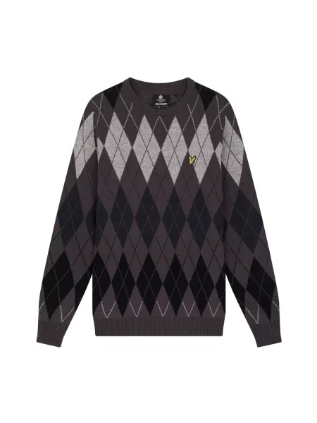Sweter Lyle & Scott wełniany z wzorem argyle szary